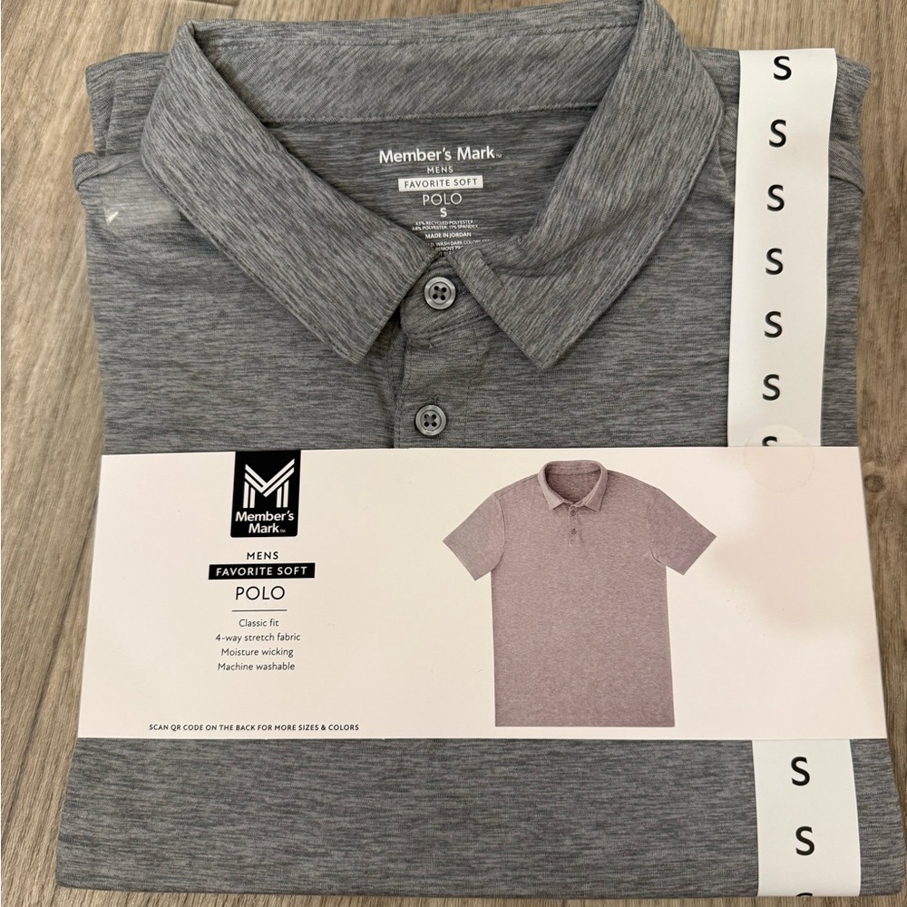 Member’s Mark Men’s Favorite Soft Polo Shirt Gray Small NWT